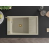 Mexen Elias granitový dřez 1-komorový s odkapávačem 795 x 480 mm, béžový, zlatý sifon - 6511791005-69-G