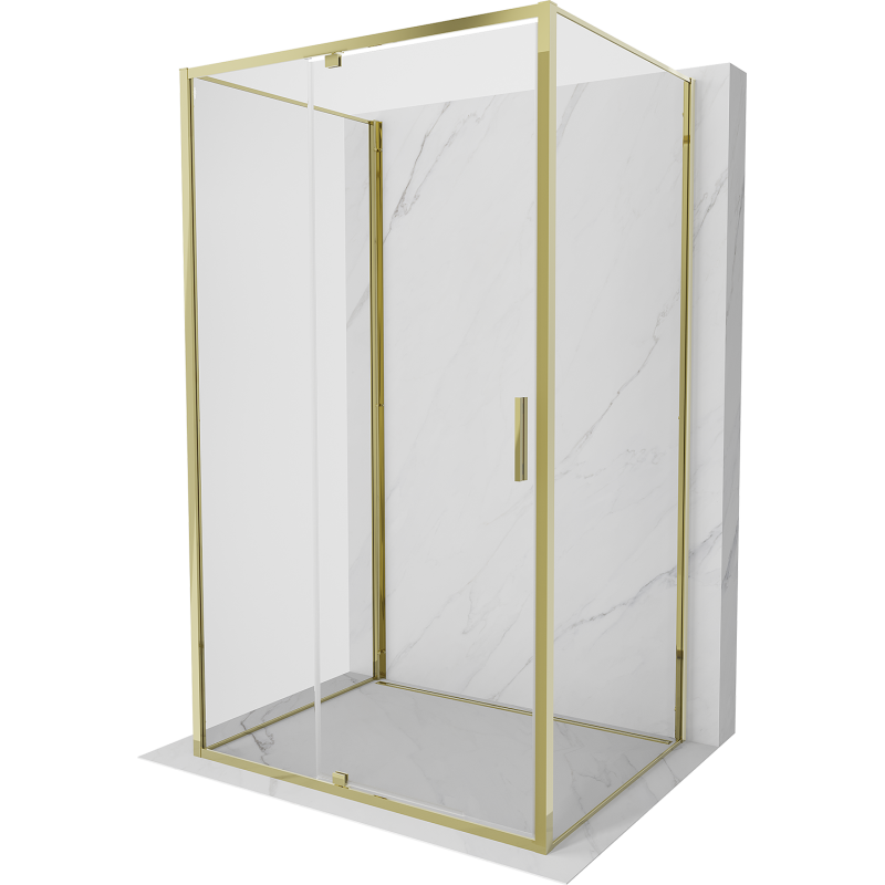 Mexen Exo-3S sprchový kout 3stranný otočný 125 x 95 cm, transparentní, zlatý - 819-125-095-50-00-3S