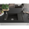 Mexen Elias granitový dřez 1-komorový s odkapávačem 795 x 480 mm, černý/zlatý metalik, sifon chrom - 6511791005-75
