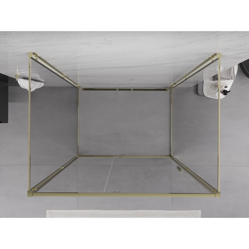 Mexen Exo-3S sprchový kout se 3 stěnami s otočnými dveřmi 95 x 100 cm, transparentní, zlatý - 819-095-100-50-00-3S