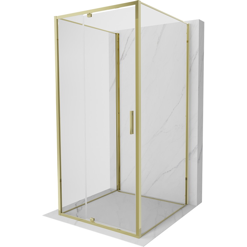 Mexen Exo-R 3S sprchový kout 3stranný otevírací 110 x 110 cm, transparentní, zlatý - 819-110-110-50-00-3S