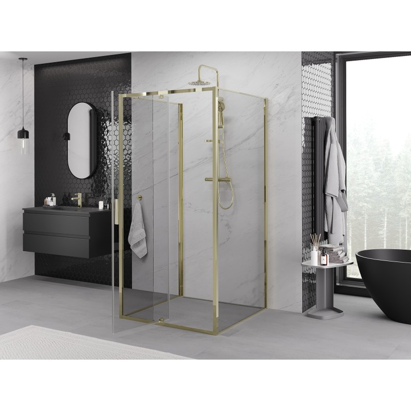 Mexen Exo-3S sprchový kout 3-stěnný otočný 120 x 120 cm, transparentní, zlatý - 819-120-120-50-00-3S