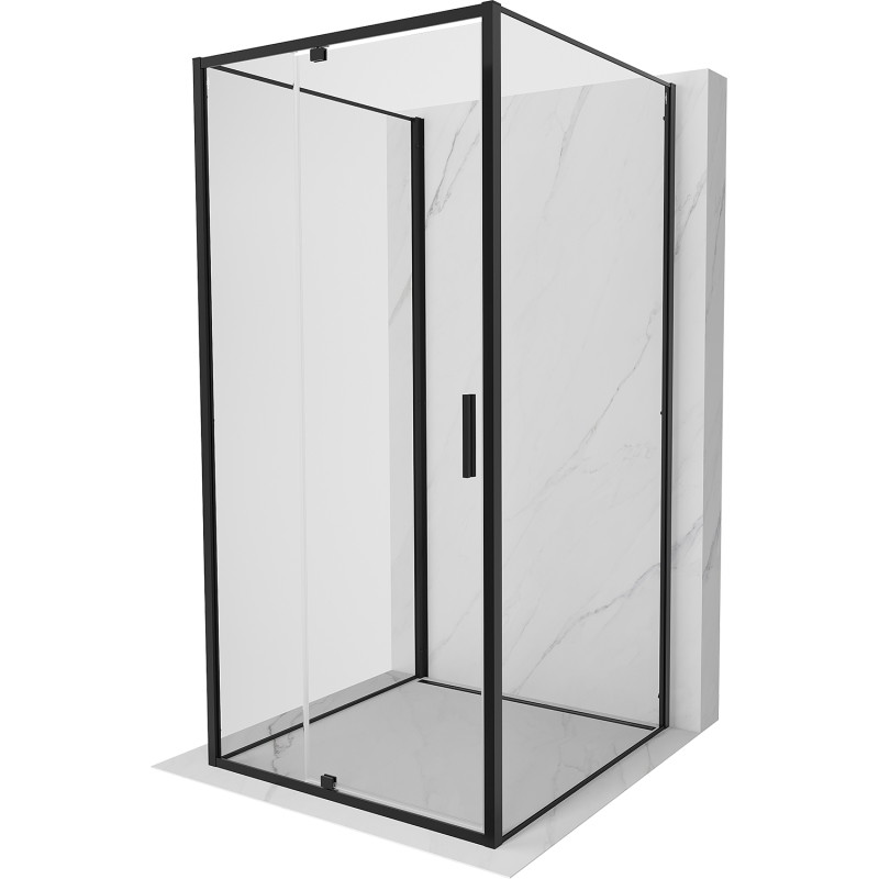 Mexen Exo-R 3S sprchový kout 3stěnný otočný 90 x 90 cm, transparentní, černý - 819-090-090-70-00-3S