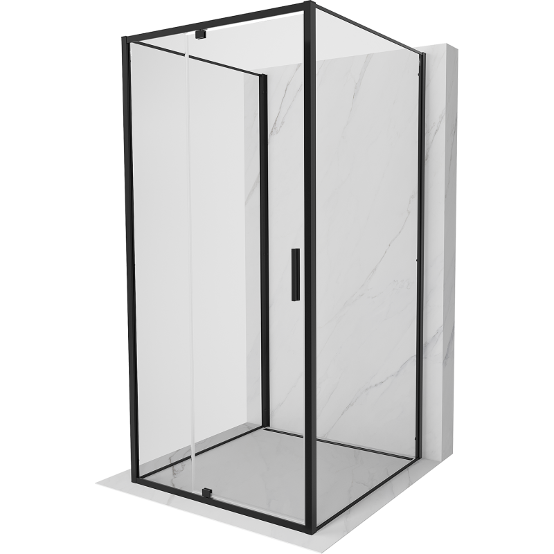 Mexen Exo-3S sprchový kout 3-stěnný otočný 100 x 100 cm, transparentní, černý - 819-100-100-70-00-3S