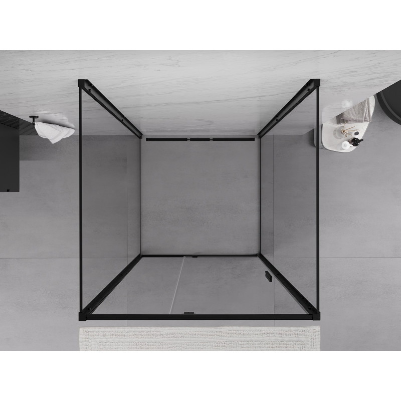 Mexen Exo-R 3S sprchový kout 3-stěnný otevíratelný 110 x 110 cm, transparentní, černý - 819-110-110-70-00-3S