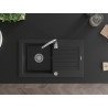 Mexen Pablo granitový dřez s 1 komorou a odkapávačem 752 x 436 mm, černý/stříbrný metalíza, chromový sifon