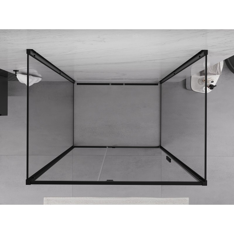 Mexen Exo-3S sprchový kout 3-stěnný otevíratelný 105 x 100 cm, transparentní, černý - 819-105-100-70-00-3S