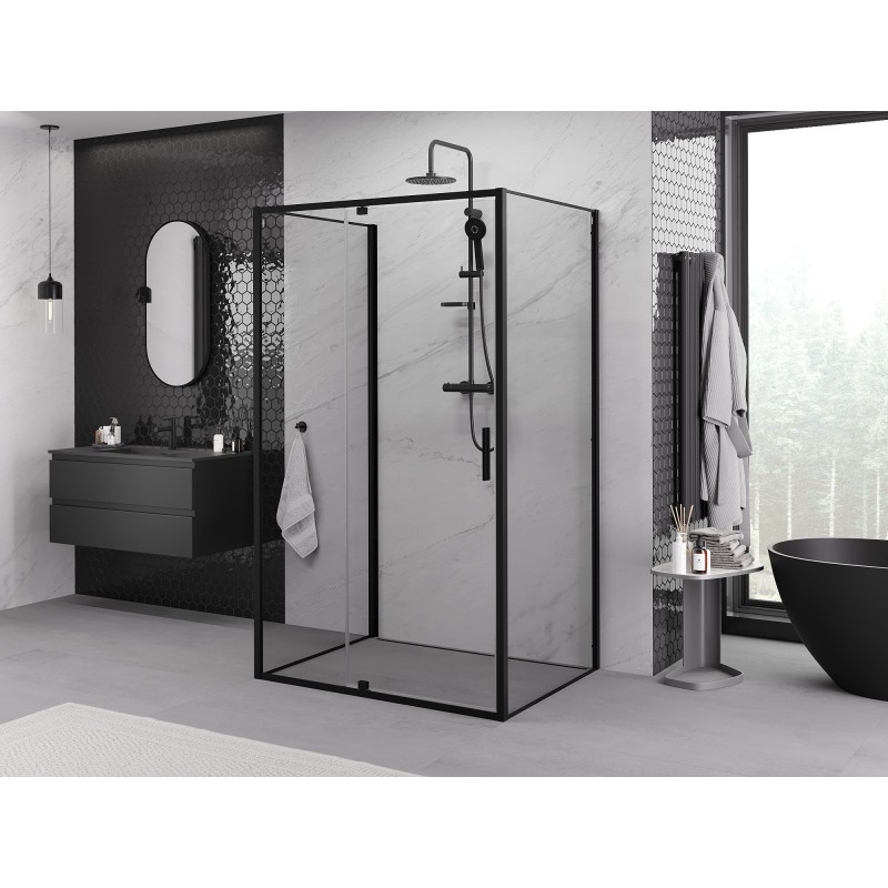 Mexen Exo-3S sprchový kout 3-stěnný s otevíracími dveřmi 150 x 120 cm, transparentní, černý - 819-150-120-70-00-3S