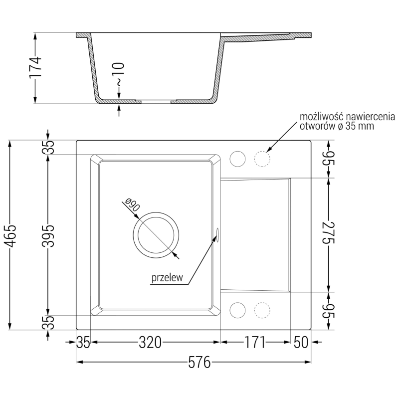 Mexen Enzo granitový dřez s odkapávačem a kuchyňskou baterií Duero, bílý - 6506-20-671600-50