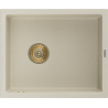 Mexen Pedro žulový dřez 1-komorový 560 x 460 mm, béžový, sifon zlatý - 6508561000-69-G