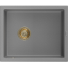 Mexen Pedro granitový jednodřez 560 x 460 mm, šedý, sifon zlatý - 6508561000-71-G