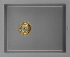 Mexen Pedro granitový jednodřez 560 x 460 mm, šedý, sifon zlatý - 6508561000-71-G