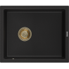 Mexen Pedro granitový dřez 1-komorový 560 x 460 mm, černý, sifon zlatý - 6508561000-77-G