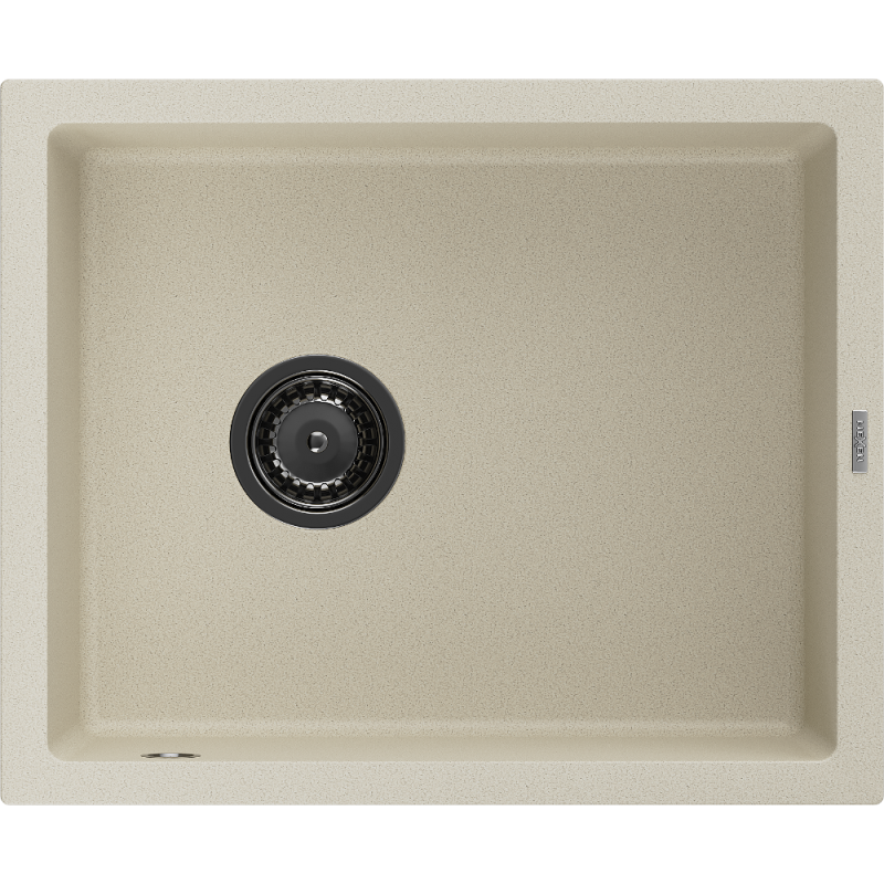 Mexen Pedro granitový dřez jednodřez 560 x 460 mm, béžový, černý sifon - 6508561000-69-B