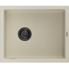 Mexen Pedro granitový dřez jednodřez 560 x 460 mm, béžový, černý sifon - 6508561000-69-B