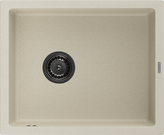 Mexen Pedro granitový dřez jednodřez 560 x 460 mm, béžový, černý sifon - 6508561000-69-B