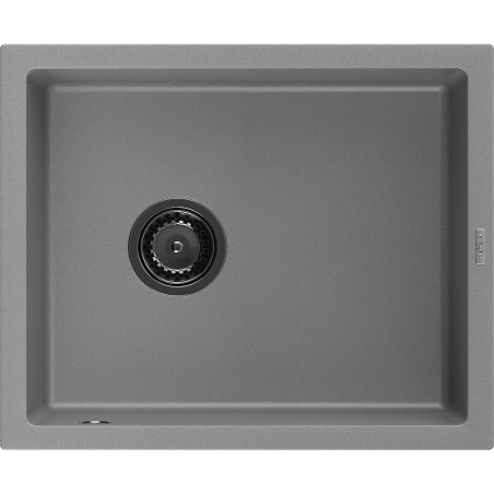 Mexen Pedro granitový dřez 1-komorový 560 x 460 mm, šedý, černý sifon - 6508561000-71-B