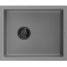 Mexen Pedro granitový dřez 1-komorový 560 x 460 mm, šedý, černý sifon - 6508561000-71-B