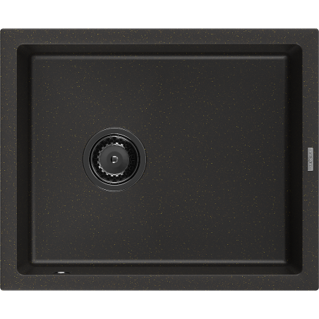 Mexen Pedro žulový dřez s 1 komorou 560 x 460 mm, černý/zlatý metalik, černý sifon - 6508561000-75-B