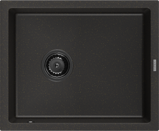 Mexen Pedro žulový dřez s 1 komorou 560 x 460 mm, černý/zlatý metalik, černý sifon - 6508561000-75-B