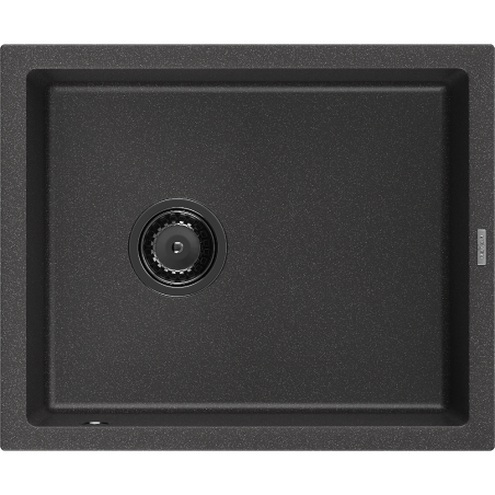 Mexen Pedro žulový dřez 1-komorový 560 x 460 mm, černý skvrnitý, černý sifon - 6508561000-76-B