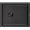 Mexen Pedro žulový dřez 1-komorový 560 x 460 mm, černý skvrnitý, černý sifon - 6508561000-76-B