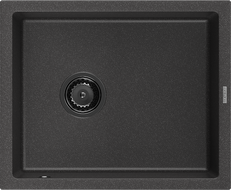 Mexen Pedro žulový dřez 1-komorový 560 x 460 mm, černý skvrnitý, černý sifon - 6508561000-76-B