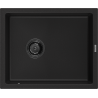 Mexen Pedro granitový dřez 1-komorový 560 x 460 mm, černý, černý sifon - 6508561000-77-B