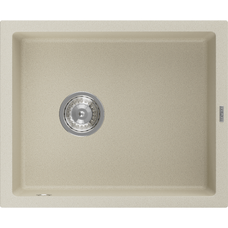 Mexen Pedro granitový dřez 1-komorový 560 x 460 mm, béžový, sifon chrom - 6508561000-69