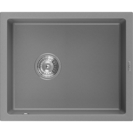 Mexen Pedro granitový dřez 1-komorový 560 x 460 mm, šedý, sifon chrom - 6508561000-71
