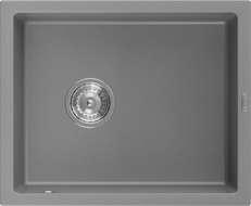 Mexen Pedro granitový dřez 1-komorový 560 x 460 mm, šedý, sifon chrom - 6508561000-71