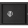 Mexen Pedro granitový dřez 1-komorový 560 x 460 mm, černý/stříbrný metalik, sifon chrom - 6508561000-73