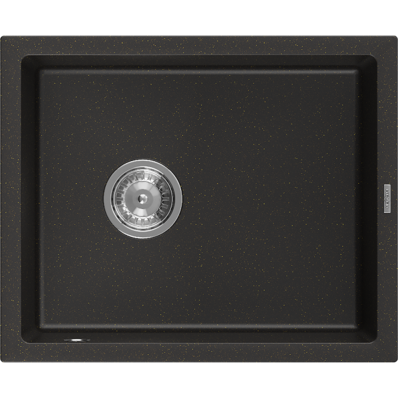 Mexen Pedro kuchyňský dřez z granitu 1-komorový 560 x 460 mm, černý/zlatý metalik, sifon chrom - 6508561000-75