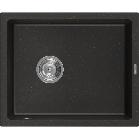 Mexen Pedro kuchyňský dřez z granitu 1-komorový 560 x 460 mm, černý/zlatý metalik, sifon chrom - 6508561000-75