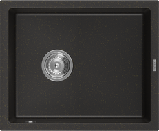 Mexen Pedro kuchyňský dřez z granitu 1-komorový 560 x 460 mm, černý/zlatý metalik, sifon chrom - 6508561000-75