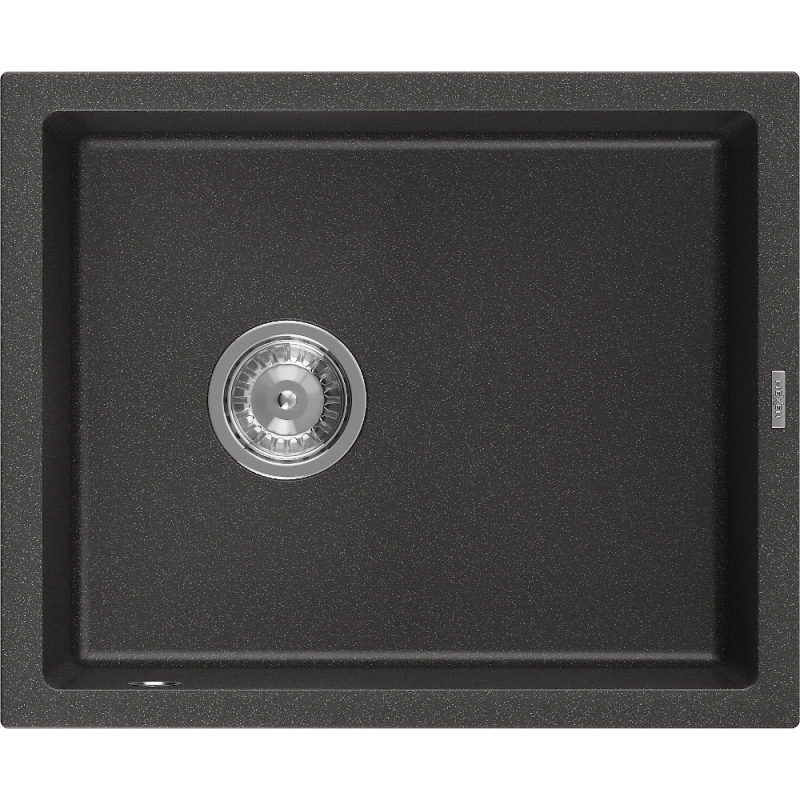 Mexen Pedro žulový dřez s 1 komorou 560 x 460 mm, černý tečkovaný, chromový sifon - 6508561000-76