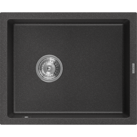 Mexen Pedro žulový dřez s 1 komorou 560 x 460 mm, černý tečkovaný, chromový sifon - 6508561000-76