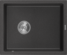 Mexen Pedro žulový dřez s 1 komorou 560 x 460 mm, černý tečkovaný, chromový sifon - 6508561000-76