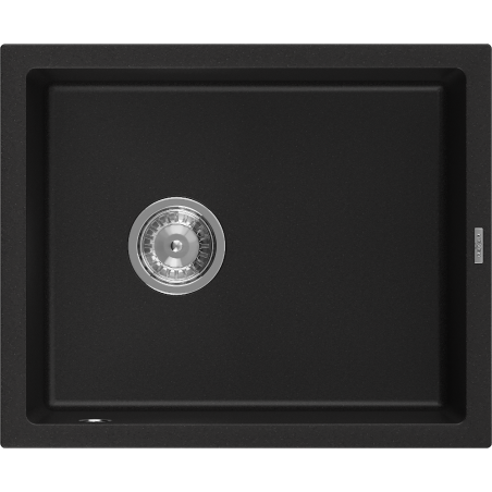 Mexen Pedro granitový dřez 1-komorový 560 x 460 mm, černý, sifon chrom - 6508561000-77