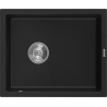 Mexen Pedro granitový dřez 1-komorový 560 x 460 mm, černý, sifon chrom - 6508561000-77