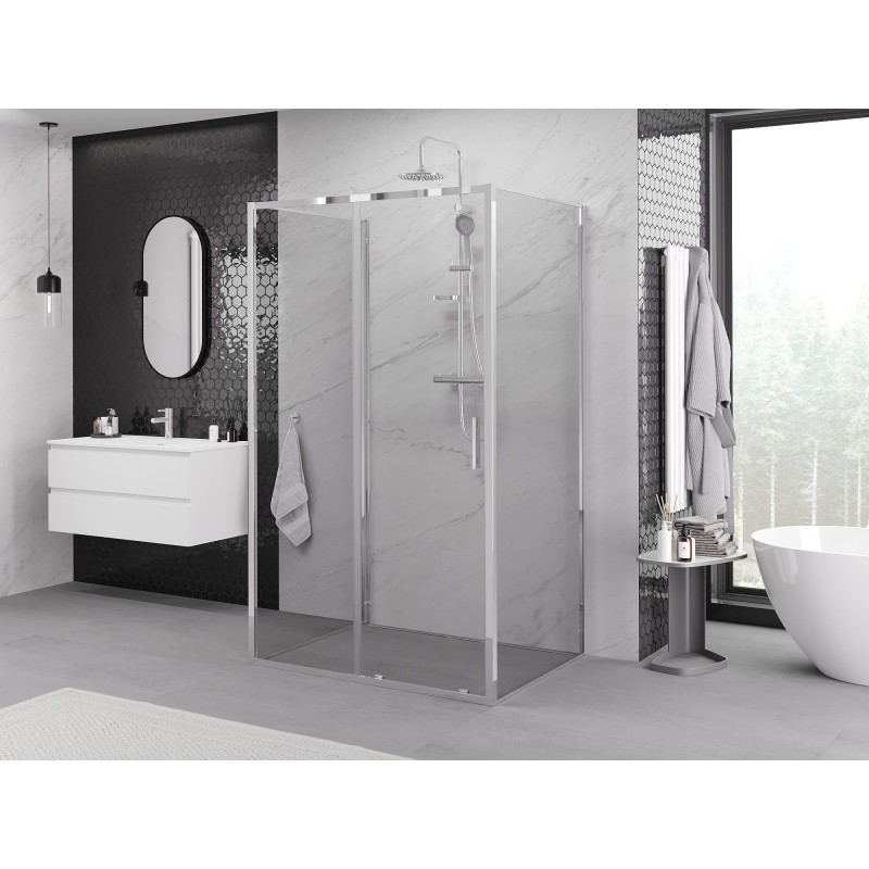 Mexen Exo-3S sprchový kout třístranný posuvný 200 x 80 cm, transparentní, chrom - 8151-200-080-01-00-3S