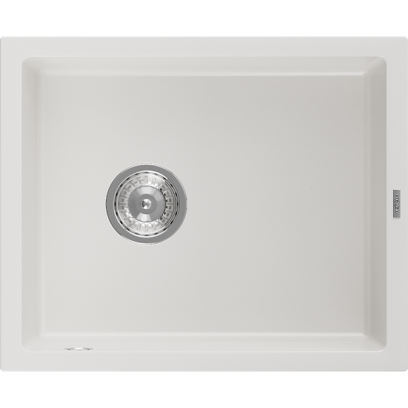 Mexen Pedro dřez granitový 1-komorový 560 x 460 mm, bílý, sifon chrom - 6508561000-20