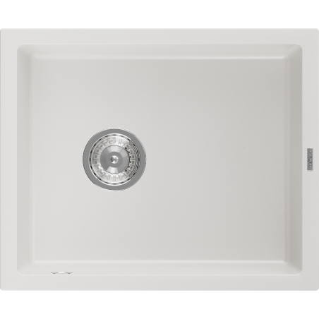 Mexen Pedro dřez granitový 1-komorový 560 x 460 mm, bílý, sifon chrom - 6508561000-20