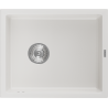Mexen Pedro granitový dřez s jednou komorou 560 x 460 mm, bílý, sifon chrom - 6508561000-20