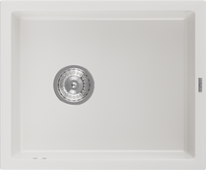 Mexen Pedro dřez granitový 1-komorový 560 x 460 mm, bílý, sifon chrom - 6508561000-20