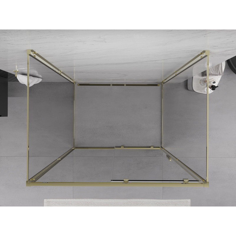 Mexen Exo-S 3S sprchový kout 3-stěnný posuvný 125 x 70 cm, transparentní, zlatý - 8151-125-070-50-00-3S