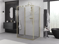 Mexen Exo-S 3S sprchový kout 3-stěnný posuvný 110 x 80 cm, transparentní, zlatý - 8151-110-080-50-00-3S