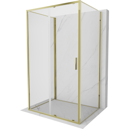 Mexen Exo-S 3S sprchový kout 3-stěnný zasouvací 115 x 85 cm, průhledný, zlatý - 8151-115-085-50-00-3S