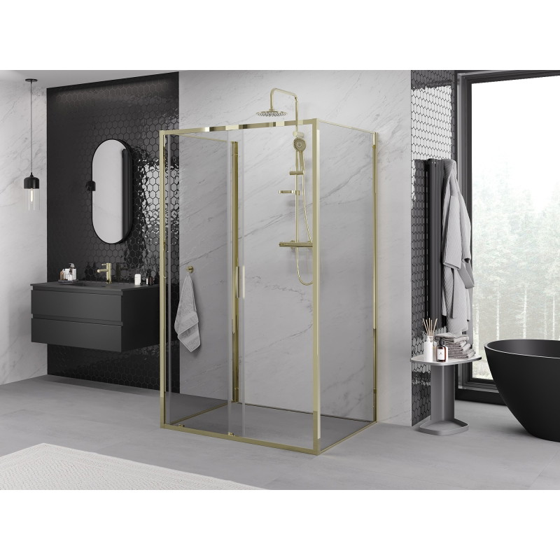 Mexen Exo-S 3S sprchová kabina 3-stěnná posuvná 90 x 95 cm, transparentní, zlatá - 8151-090-095-50-00-3S