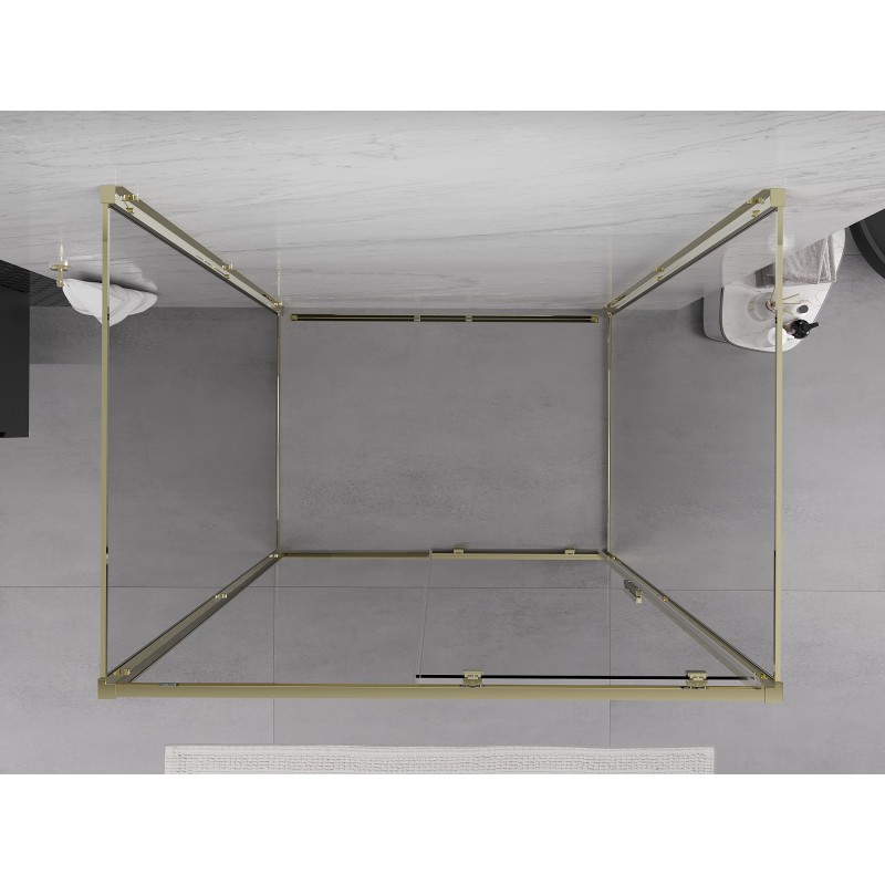 Mexen Exo-3S sprchový kout 3-stěnný posuvný 125 x 110 cm, transparentní, zlatá - 8151-125-110-50-00-3S
